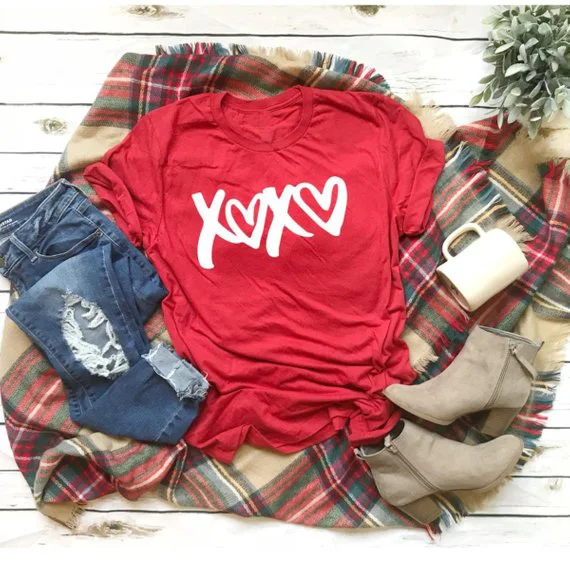 Футболка на День святого Валентина футболка XOXO Love женская модная одежда унисекс
