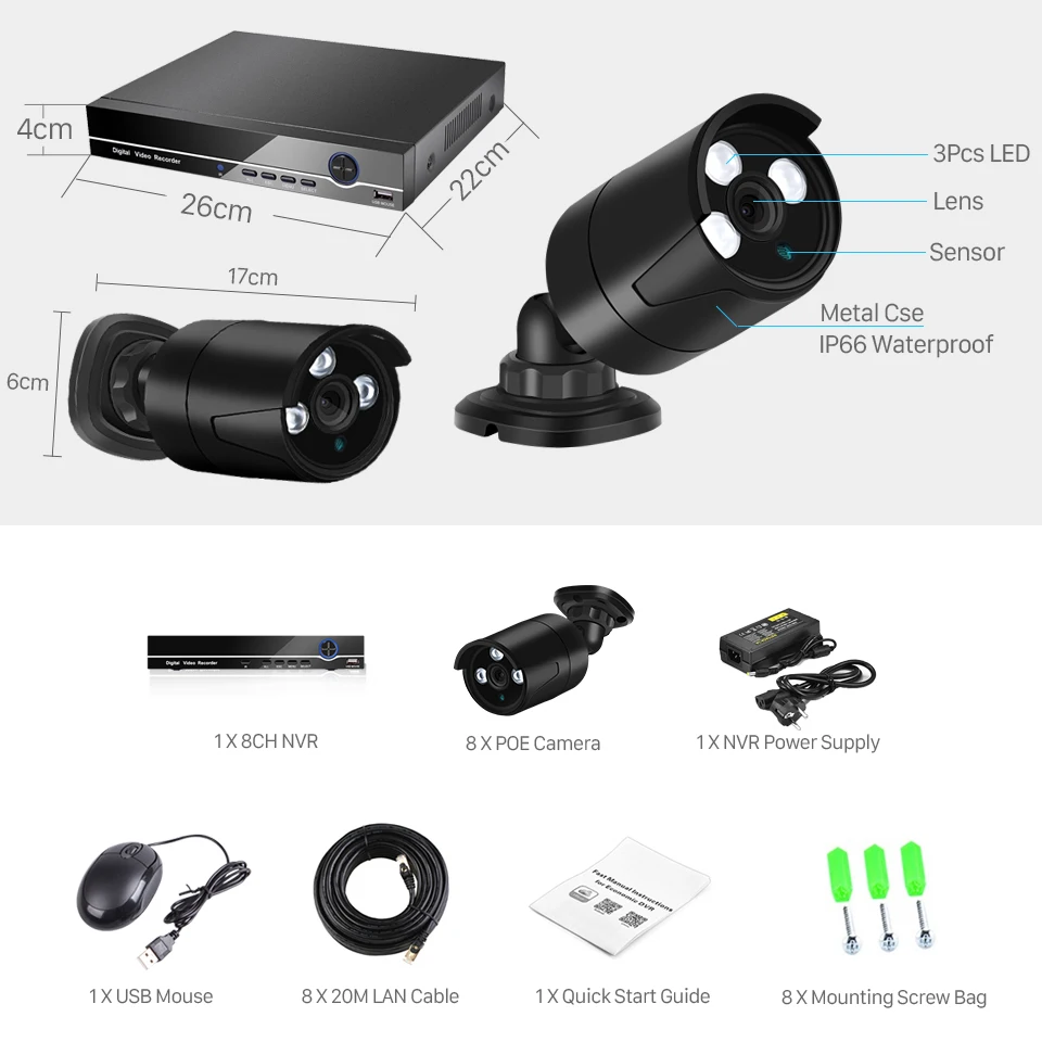 BESDER H.265 CCTV 8CH PoE Система безопасности POE NVR комплект с ip камерой 4MP