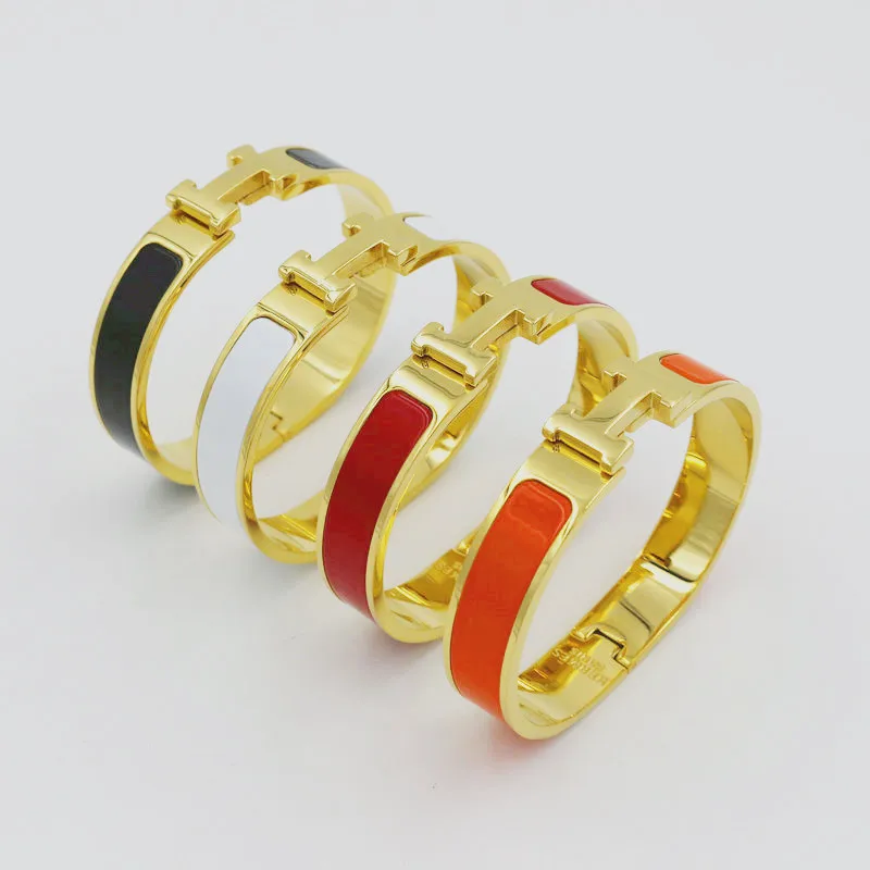 

2019 Small Love Horse Spring Bracelet H Letter Prostitute Titanium Steel Bracelet 7 Color Rose Gold
