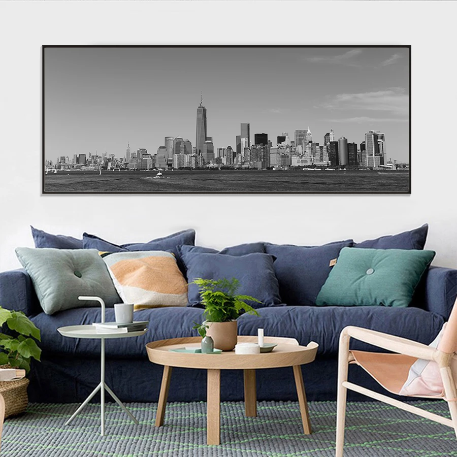 2 - City Night Landscape Wall Art Canvas Painting San Francisco Wall Pictures Modern Black and White Prints and Posters Decoration