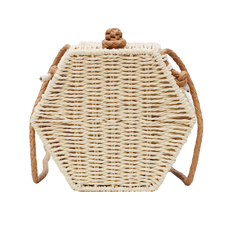 

Hexagon Mulit Style Straw Bag Handbags Women Summer Rattan Bag Handmade Woven Beach Circle Bohemia Handbag 2019 New Fashion