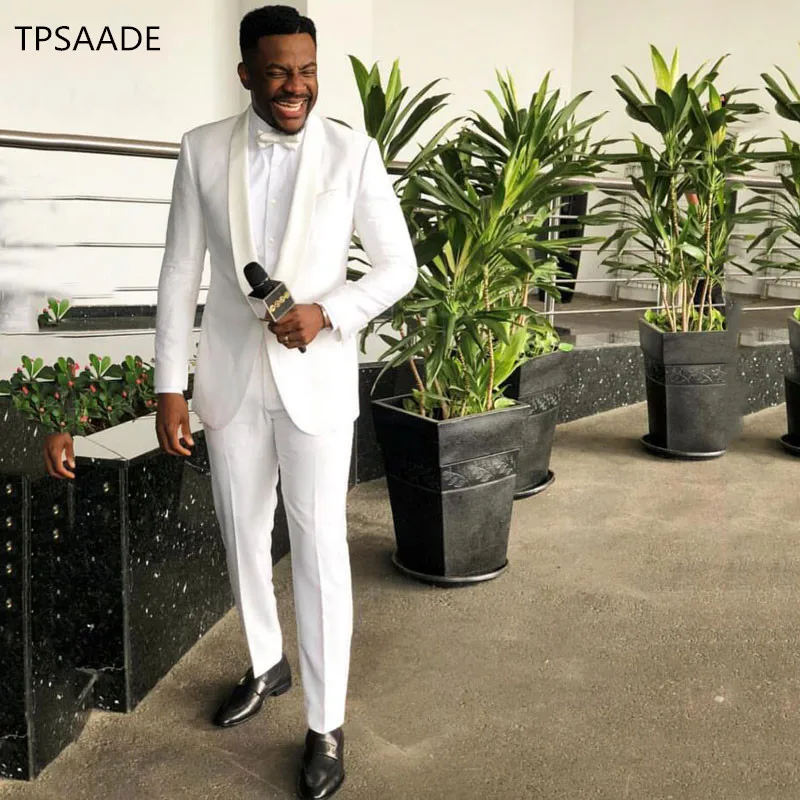 New-Arrival-Groomsmen-White-Groom-Tuxedos-Shawl-Ivory-Lapel-Men-Suits-2-Pieces-Wedding-Best-Man