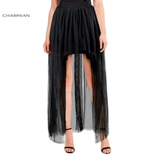 Charmian Женская викторианская Готическая стимпанк черная юбка Сексуальная Асимметричная высокая низкая длинная кружевная юбка-пачка вечерние с высокой талией Saia