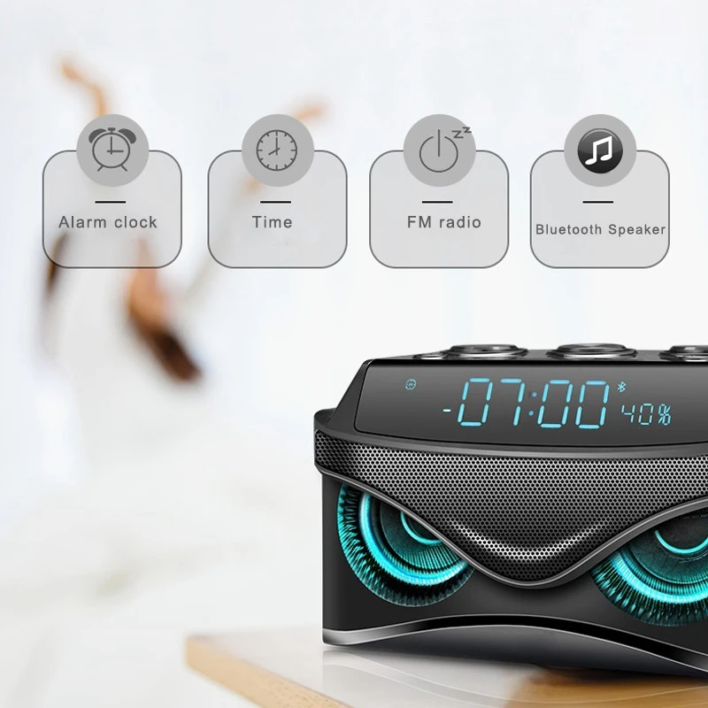 

ABSS-Led Digital Dimmable Desk Alarm Clock with Wireless 19W Smart Bluetooth Speaker/Micro- Tf Slot/Fm Radio/Aux