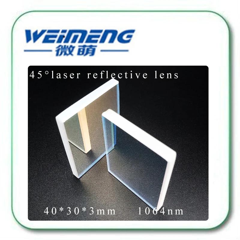 

Weimeng brand 45 degrees 40*30*3mm H-K9L material 1064nm HR Cuboid polygon laser reflective mirror for laser cutting machine