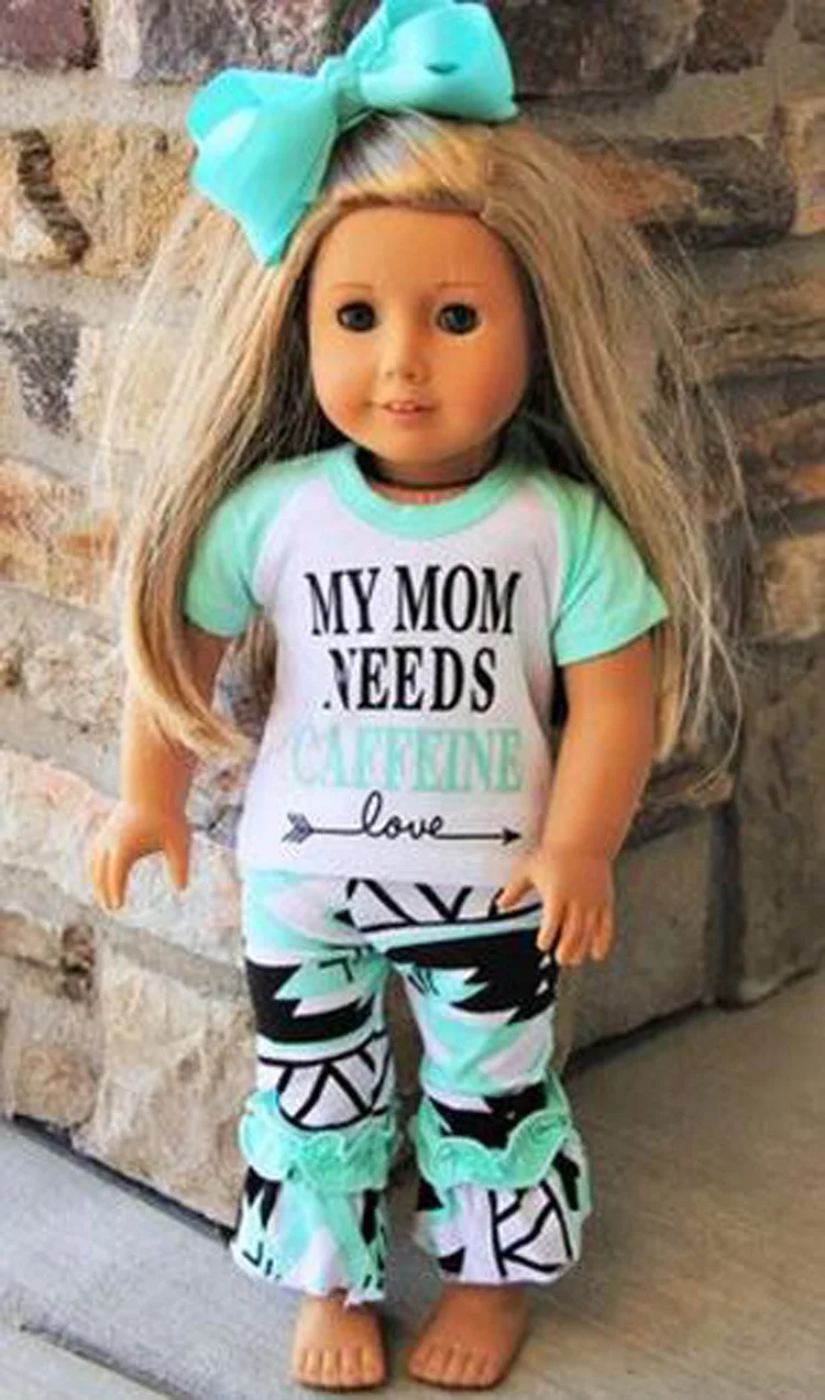 

Cute Kids Love Arrow Shirt My MOM NEEDS CAFFEINE LOVE outfits / baby t-shirt + pant set / geometry print leggings /Aqua