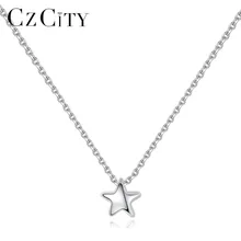 CZCITY, простое ожерелье с подвеской в виде звезды для женщин, 925 пробы, серебряная Маленькая подвеска, хорошее ювелирное изделие, милые аксессуары для девушек