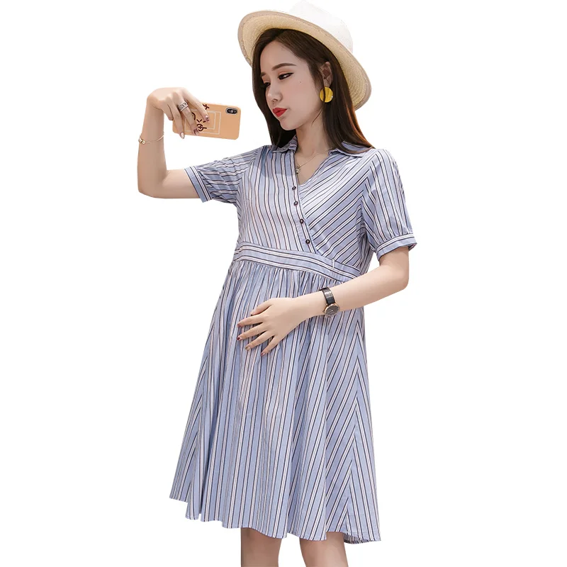 Летнее платье для кормящих беременных женщин; модное платье на пуговицах с v-образным вырезом; хлопковое платье для грудного вскармливания; Платье для кормящих