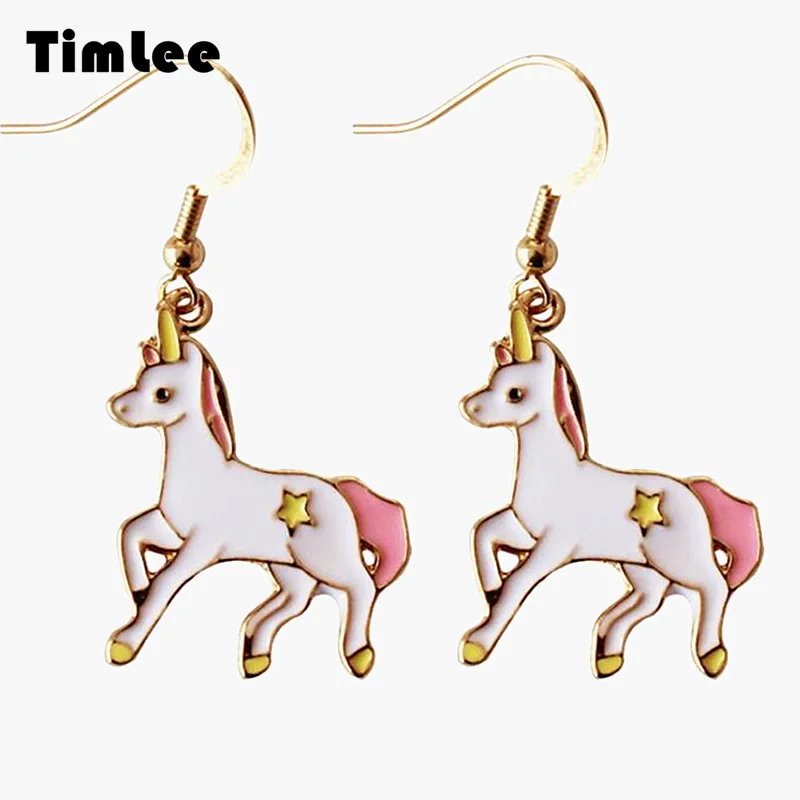 Timlee E251 BD Two-sided Drops Of Oil Lovely Horse Drop Earrings Wholesale | Украшения и аксессуары