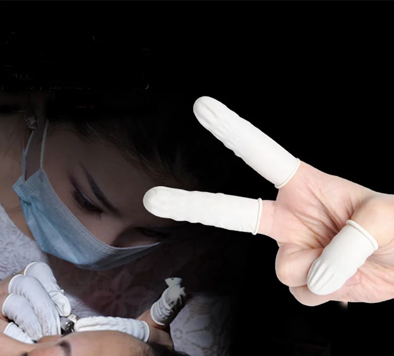 

100/200pcs Disposable Anti Injured Finger Protection Rubber Nail Gloves Tattoo Working Gloves Antislip Latex