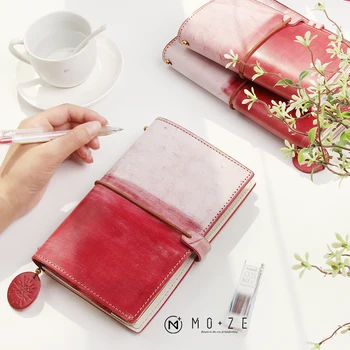 

Yiwi Red Pink Handmade Genuine Leather Travel Notebook Creative Cow Leather Planner With Filler Pages