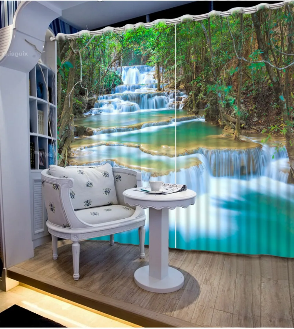 

custom 3d curtains Waterfall landscape curtains window curtains for living room luxurious modern bedroom curtains