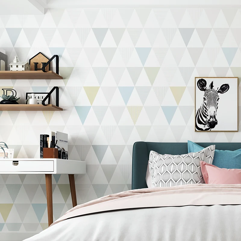 Современная Геометрическая Алмазная настенная бумага в скандинавском стиле, для детской спальни, для учебы, гостиной, ТВ-фона, Нетканая настенная бумага в рулоне