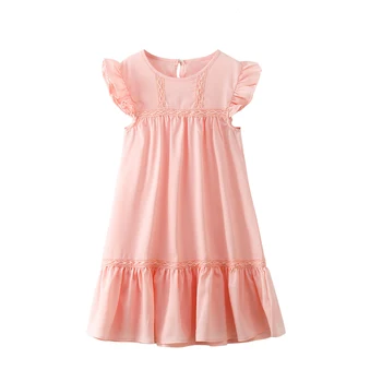 

4 - 14 yrs girls pink cotton ruffle elegant princess dress party frocks kids dresses 2020 korean style summer big girls clothes
