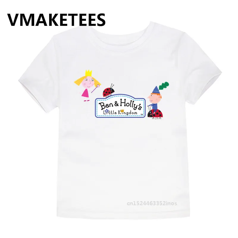 Children Cartoon Ben And Holly Kingdom Boys T shirt and Summer Short Sleeve Tops Casual Kids T-shirt,HKP5038D - Цвет: Modal White