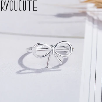 

Bohemian Big Real 925 Sterling Silver Bow Rings for Women Jewelry Punk Vintage Antique Finger Engagement Ring Party Gift