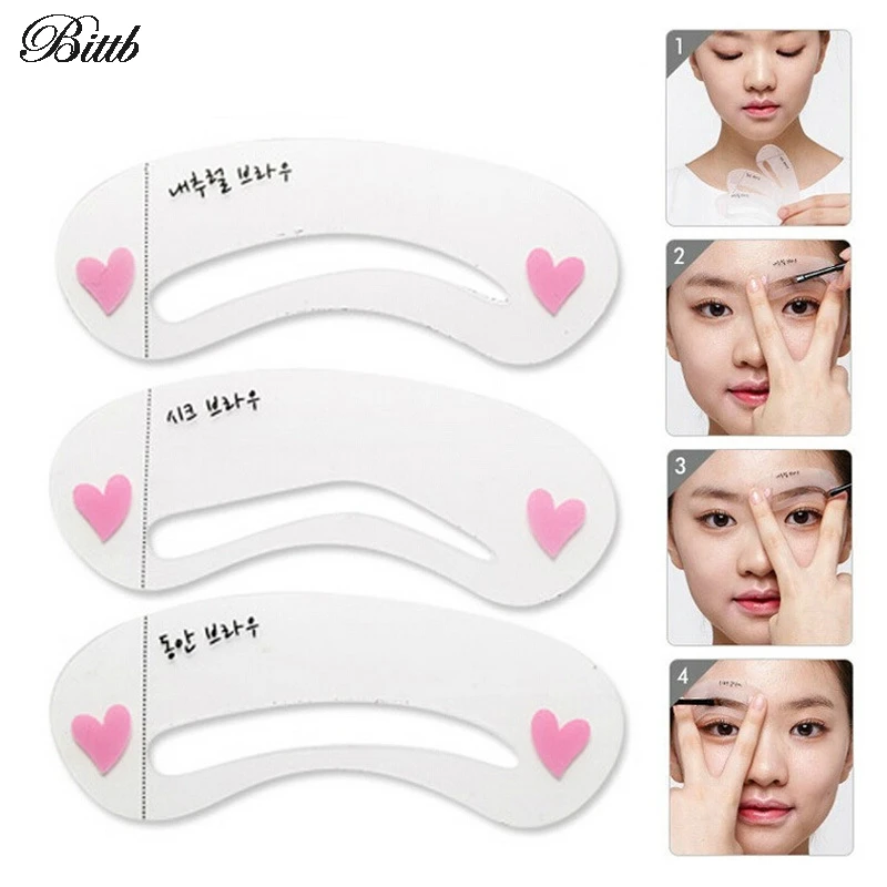 

Bittb 2Set Eyebrow Grooming Stencils Eye Brow Eyeliner Shaping Stencil Eyebrow Shadow Shaper Kit Set Professional Makeup Tools