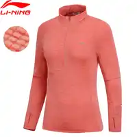 リチウム寧女性 Tシャツ暖かいフリース長袖スタンドカラー 95% ポリエステル 5% スパンデックス裏地スポーツトップ ATLN068 WTL1408