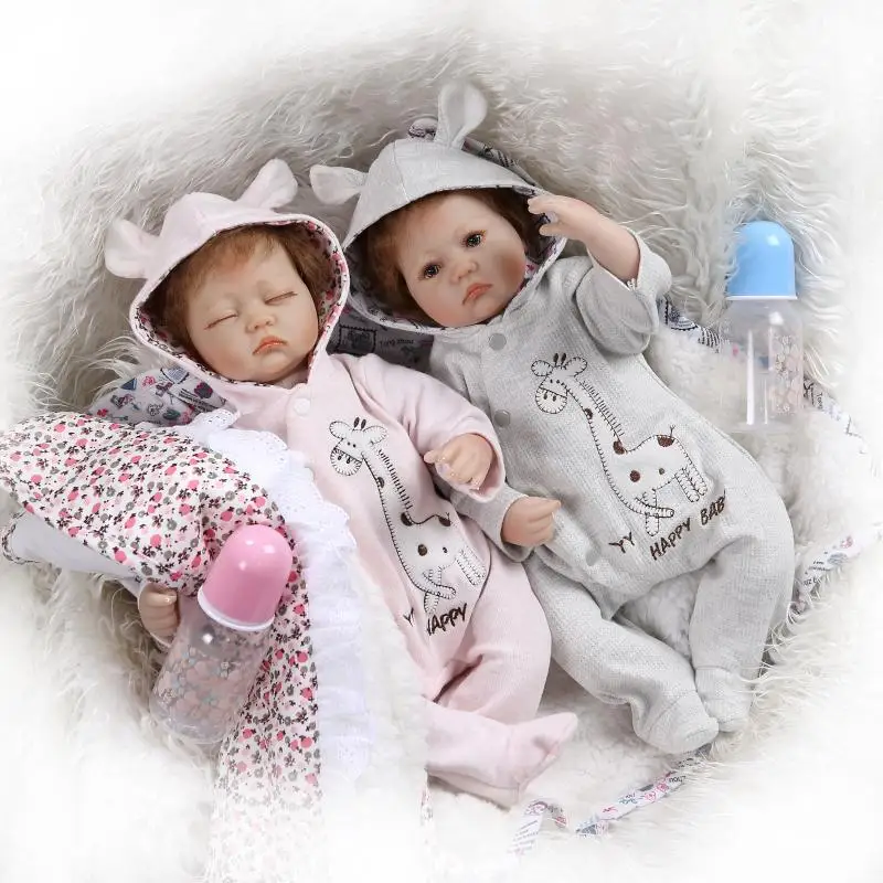 Kawaii twins 16 дюймов ручной работы куклы reborn 40 см мягкие силиконовые виниловые Детские Куклы Принцесса reborn bonecas хорошая одежда подарки