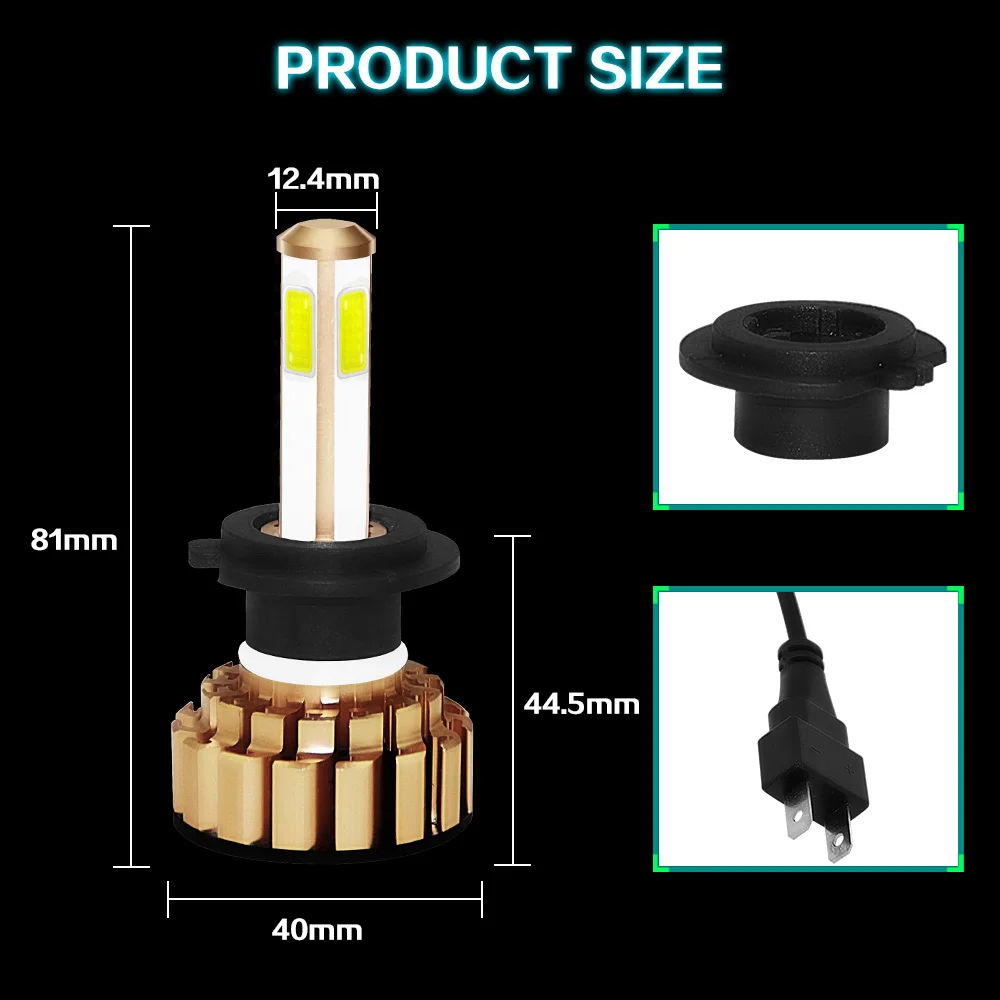 Aslent 4 стороны люмен H4 H7 H11 H8 9005 HB4 HB5 9006 COB комплект автомобильных светодиодных фар для авто 80 Вт 16000LM 6000 К авто фары светильник 12v