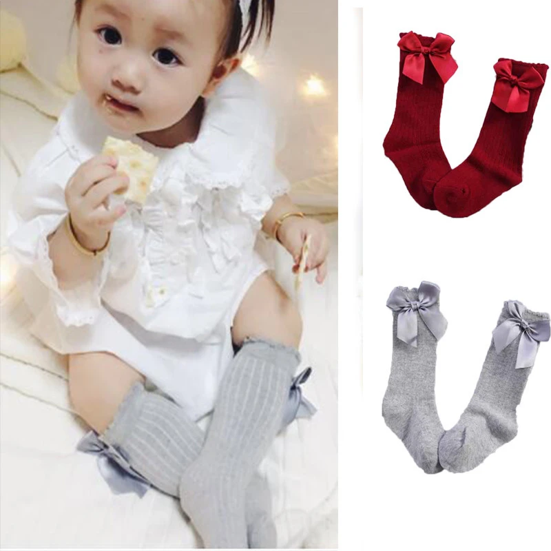 baby girl long socks with bows