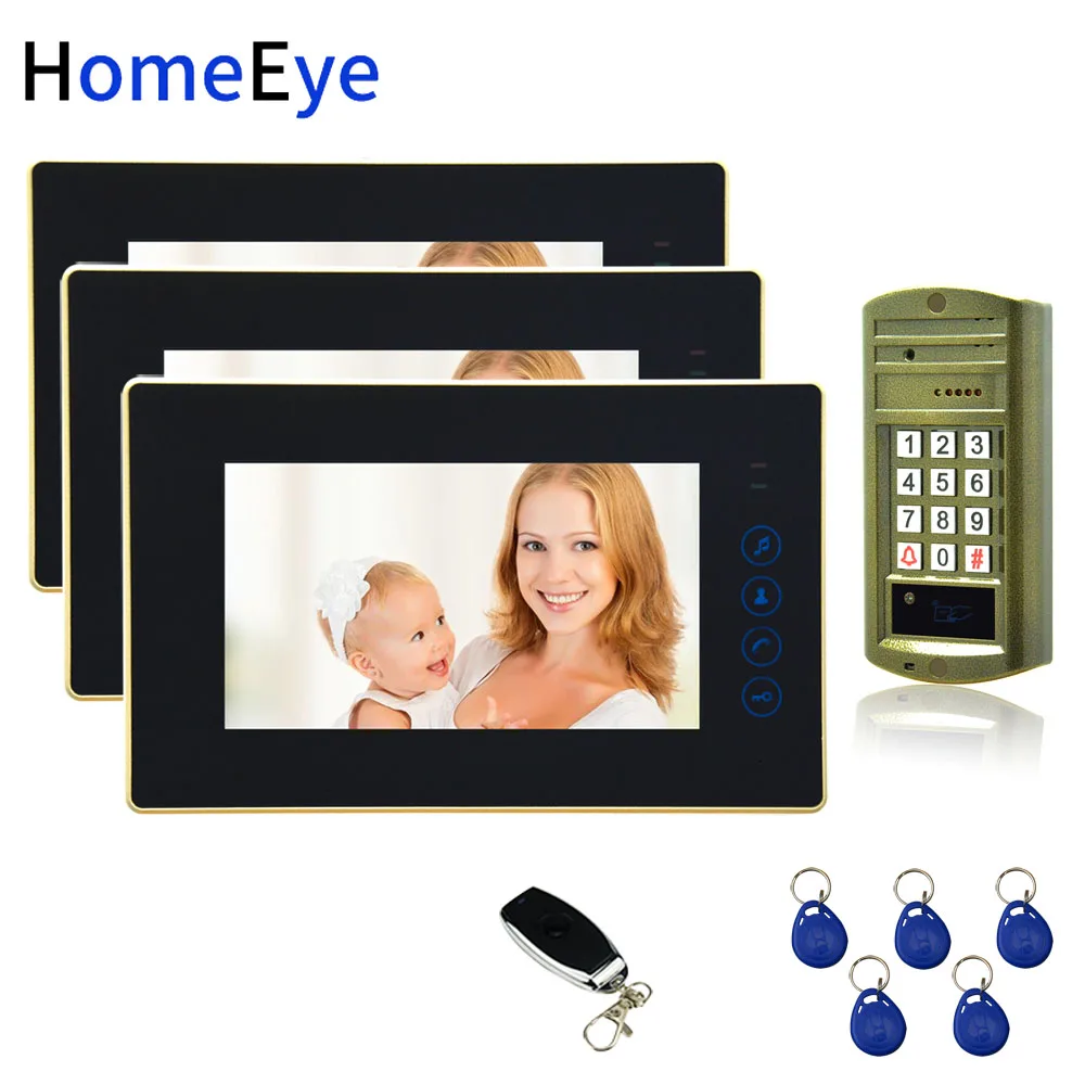 7'' Video Door Phone Video Intercom Door Bell Password+ID Card Home Access Control System 1200TVL Waterproof Touch Button 1 to 3 7'' Video Door Phone Video Intercom Door Bell Password+ID Card Home Access Control System 1200TVL Waterproof Touch Button 1 to 3