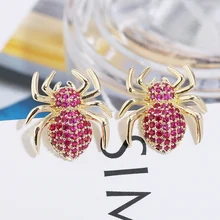 Серьги-гвоздики в форме паука в стиле панк, роскошные королевские серьги с микро кубическим цирконием для женщин, Бразильская, бренд XIUMEIYIZU