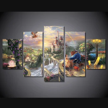 

5pcs diy Diamond Painting Cross Stitch Beauty and the beast full square Diamond Mosaic beaded Embroidery Rhinestones H319