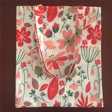 YILE хлопковая льняная Экологичная для шоппинга с ручкой сумка на плечо принт Осенний красный лист цветок 611