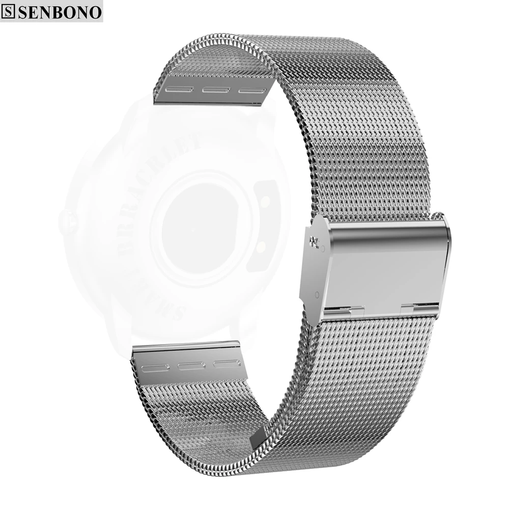 SENBONO 20 mm Universal Steel Strap Bracelet watchband For Xiaomi Amazfit Bip Youth Ticwatch2 CF007H Wristbands