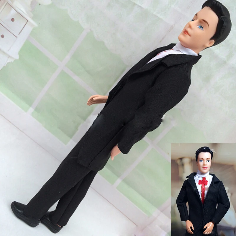 

1 sets handmade clothes black bride suit with white shirt and pants for barbie boy firend for barbie doll ken