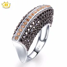 Hutang natural piedras preciosas citrino y Negro spinel sólido 925 anillo de plata esterlina Joyería fina para ella regalos de regalo nueva llegada