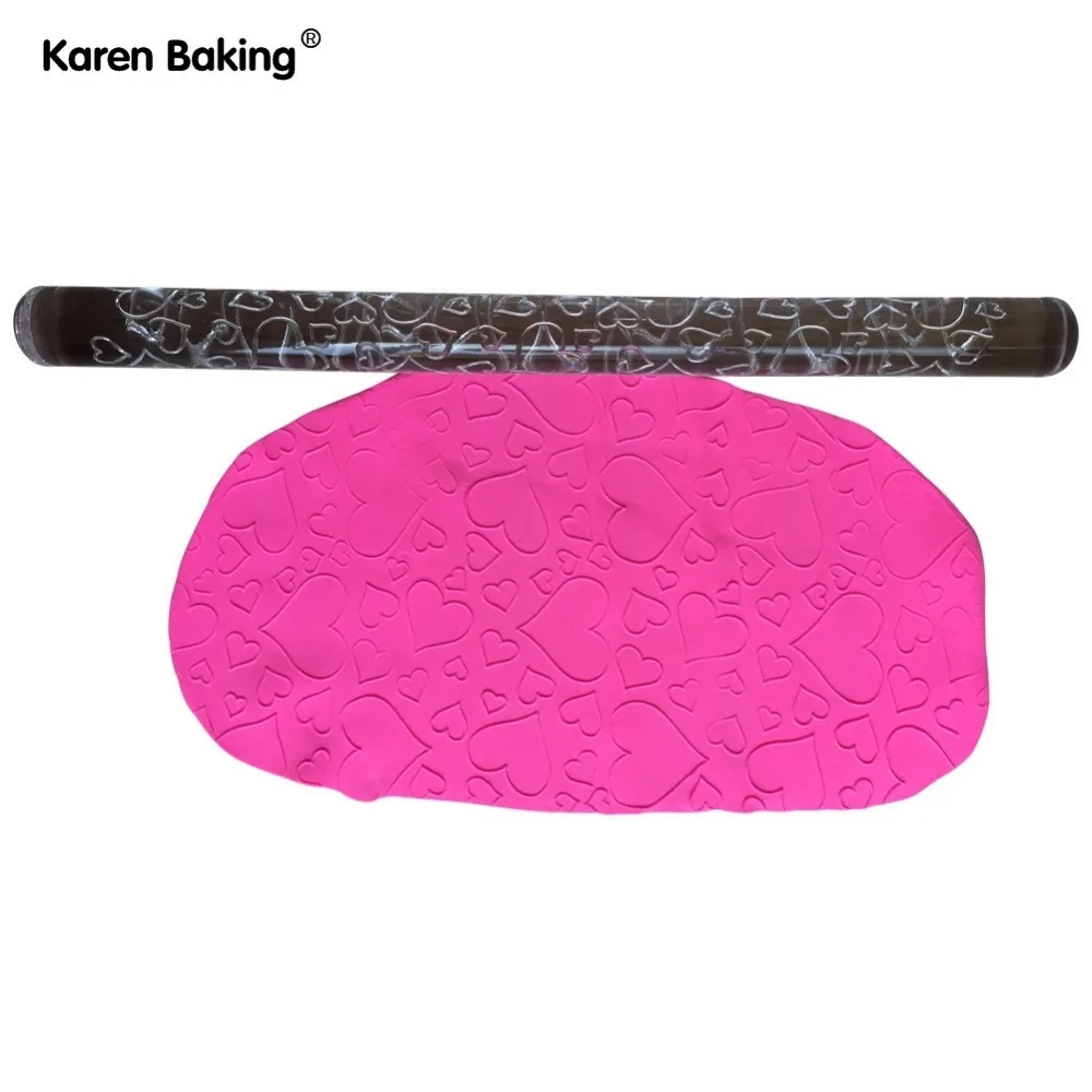

Big And Small Love Heart Pattern Transparent Embossing Rolling Pins Cake Decorating Tools--A273