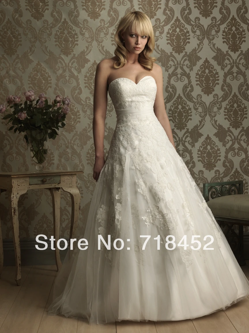 2014 Cheap Cream Wedding Dresses Appliques A Line White Organza