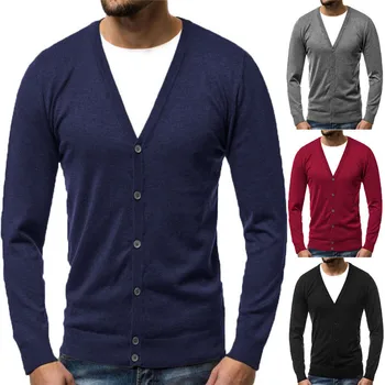 

New Brand Sweater Men V-Neck Solid Slim Fit Knitting Men's Sweaters Cardigan Male 2018 Spring Autumn Fashion Casual Tops Clohing