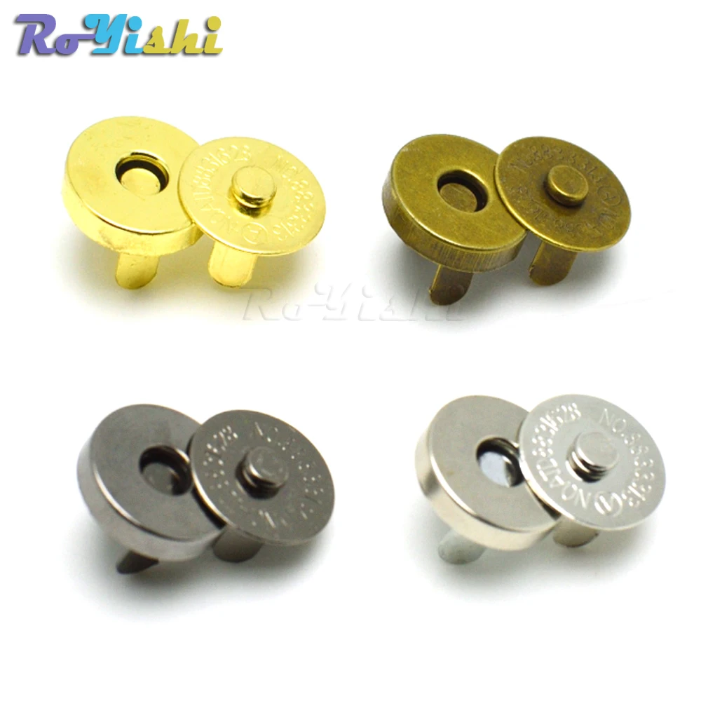 Trimming Shop Magnetic Clasp Snap Fastener Button Double Rivet Closures  (18mm, Silver, 50pcs)