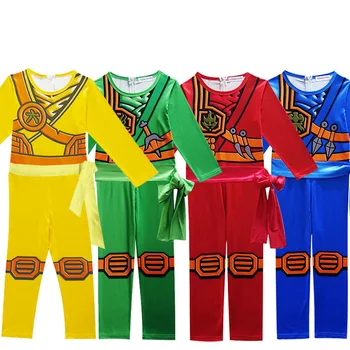 

New NINJAGO cosplay fashion long-sleeved O-neck zipper loose belt children's performance clothing European and American style