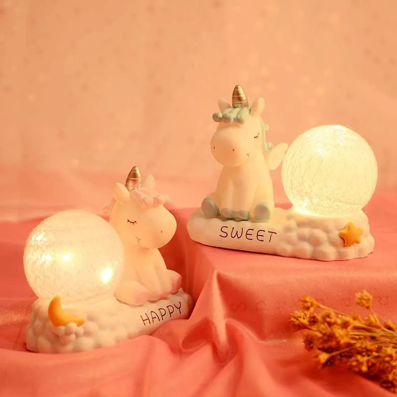 Resin Unreal Unicorn Rattan Ball Party LED Night Light Animal Kid Bedroom Decorative Lights Cartoon Nursery Toy Lamps Table Lamp (7)