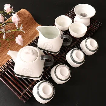 

Chinese Snow Glaze Kung Fu Tea Set Ceramic Porcelain Teapot Tea Pot Witn 6 Teacup Filter Fair Cup Gongfu Tea Set with Gift Box
