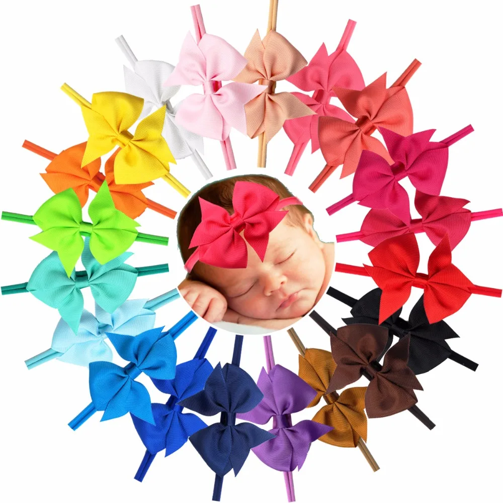 

Baby Girl Slim Headbands with Bow Cute Elastic Hair Wrap for Newborn Infant Toddler 20 Sets
