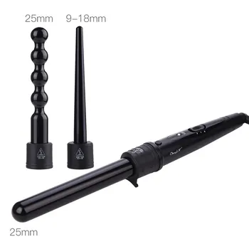 

3 Part Interchangeable Rollers Kit Hair Curling Iron Wand Hair Brush Multi-size Professional Curl Styling Tool Multiple Combine