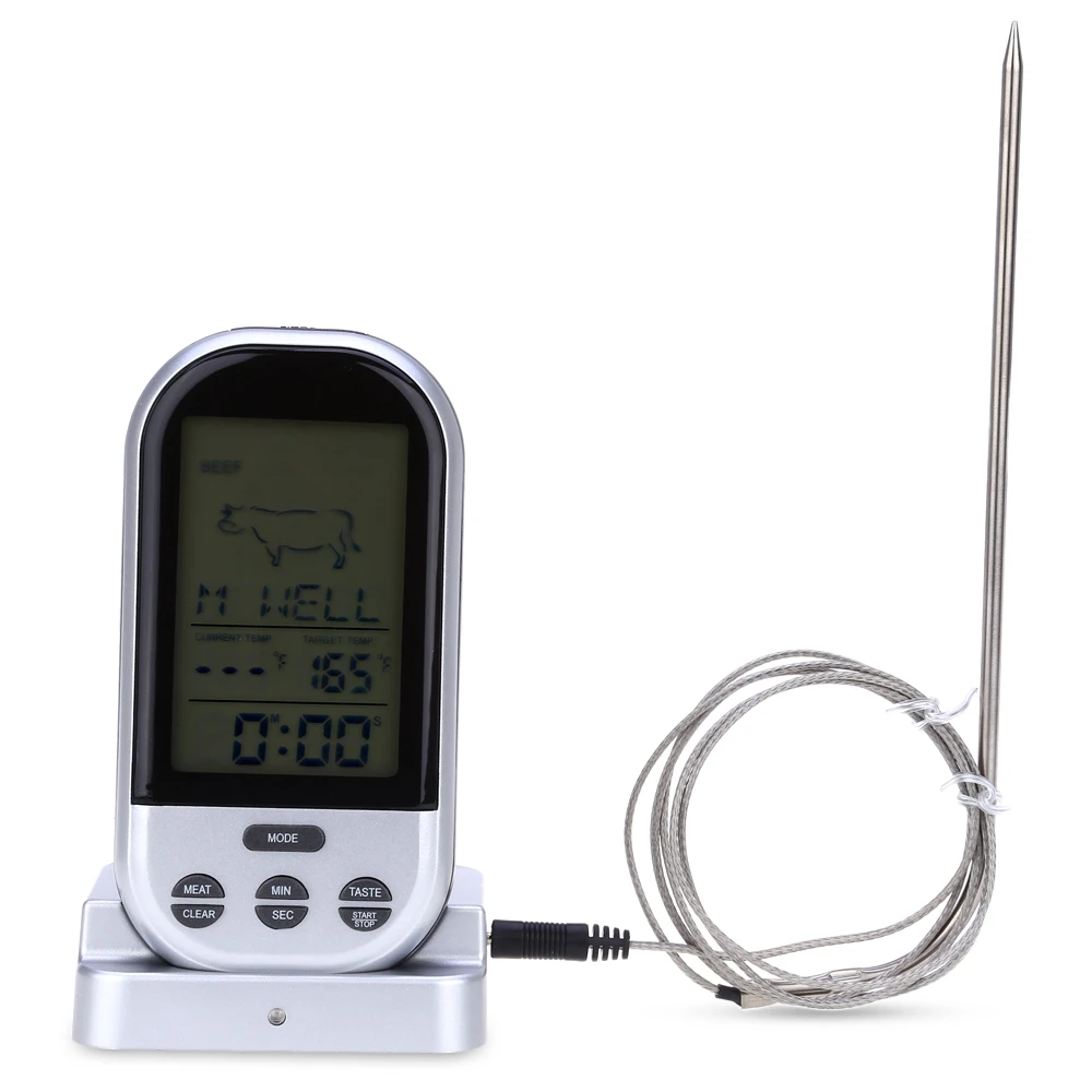 BBQ Grill Smoker Meat Digital Thermometer With Remote Sensor Probe