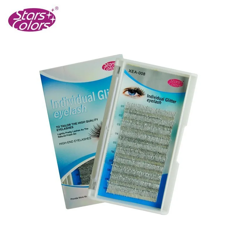 C  Curl 0.15mm Fashion Glitter Eyelash Extensions 12 Strips Individual Eyelash Extension False Eyelashes Glitter Silver 03