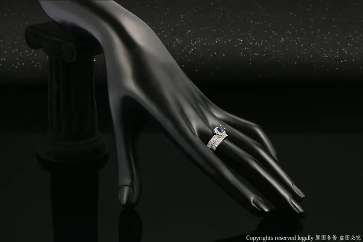 Серебряное кольцо с голубым кристаллом, набор модных обручальных колец для женщин с австрийским кристаллом ZYR506