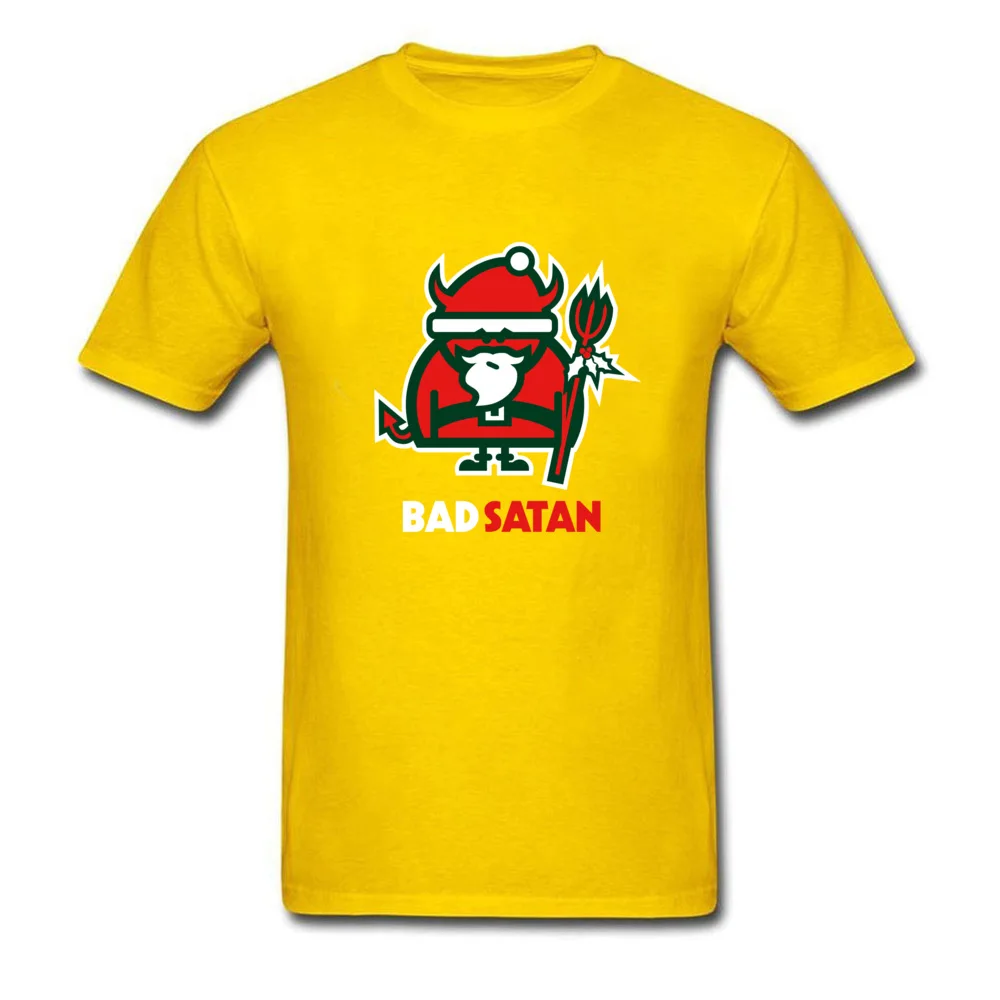 BAD SATAN T-Shirt Short Sleeve Geek Hot Sale Men's Summer Tops & Tees Geek T Shirt Crewneck Cotton Fabric Wholesale BAD SATAN yellow