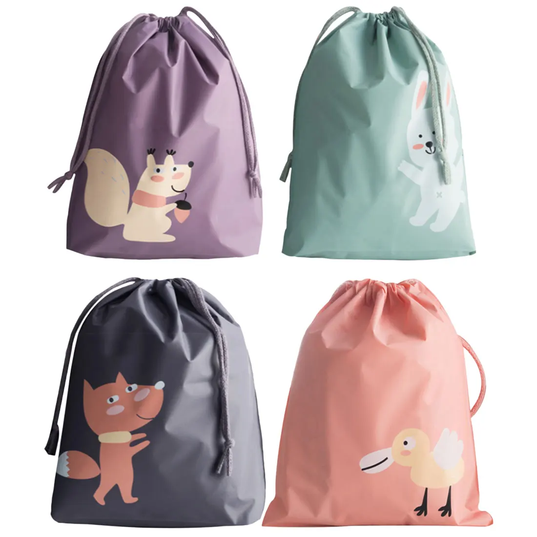 Cartoon Waterproof Travel Shoulders Bag Storage Shoes Bag Drawstring Backpack for Baby Kids Toy Lingerie Makeup Candy Pouch Bags