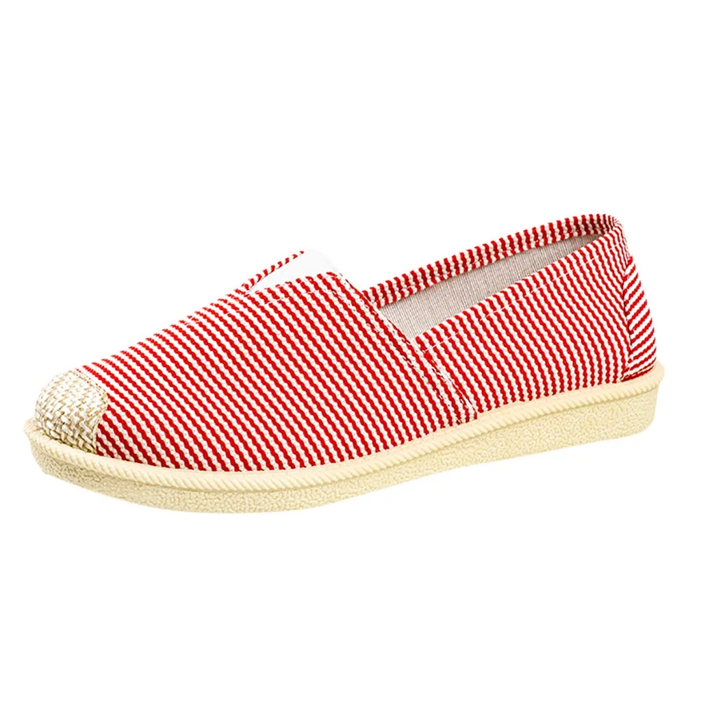 

SAGACE Women's Canvas Flat Shoes Stripe slip-on Shoes For Woman Vintage Breathable Lazy Sneakers Shoes Boat Flat Shoes May16