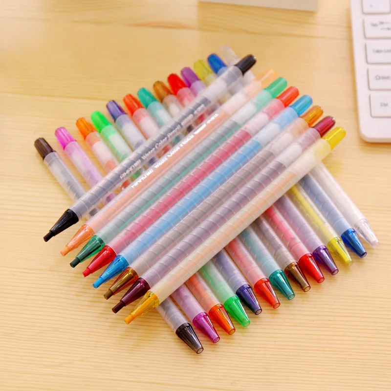 

Student DIY Cute 12/18/24/36 Art Painted Pencils lovely Plastic Water Rotate Color Pencils For Drawing Painting 946