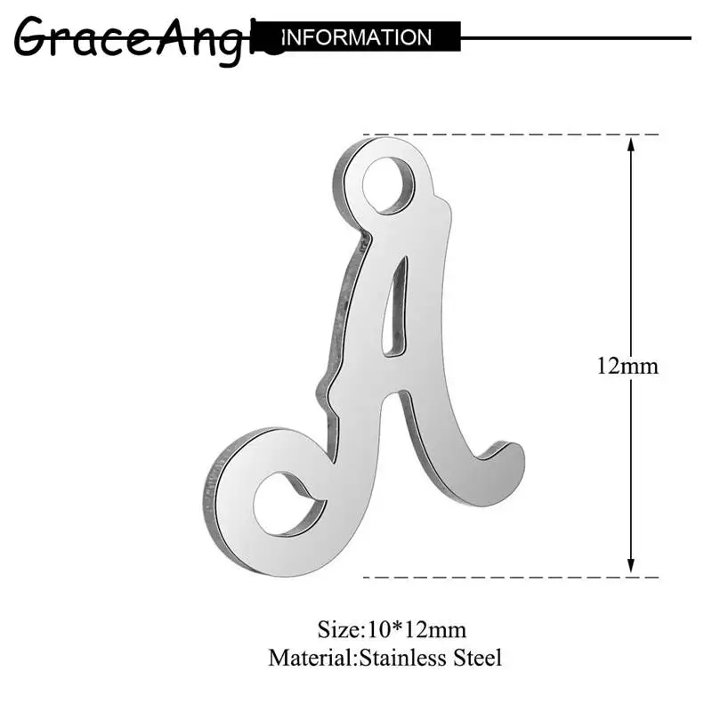 GraceAngie 5 шт./партия, серебряная подвеска из нержавеющей стали, классический A-Z, ожерелье с кулоном и буквой, женские аксессуары для изготовления ювелирных изделий - Окраска металла: A