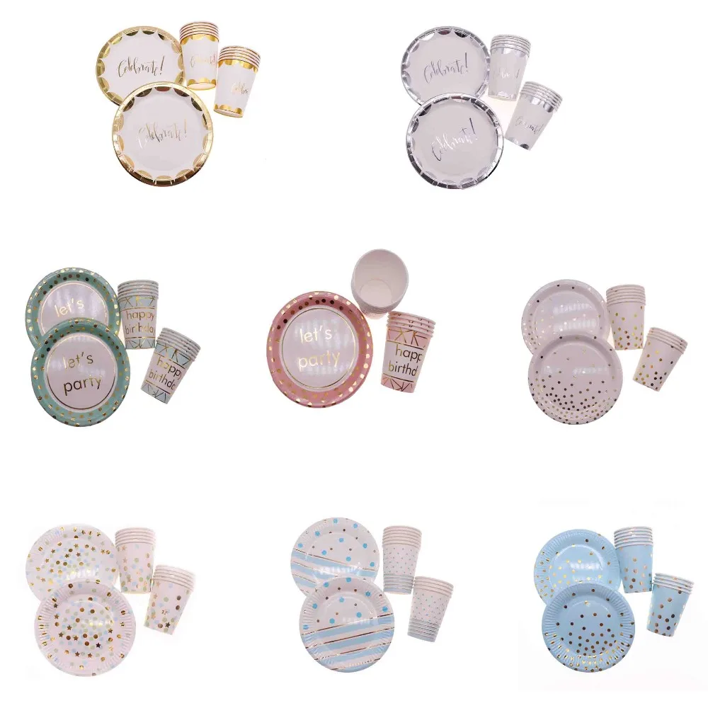 gold foil silver disposable tableware baby shower birthday party wedding decoration kids | Дом и сад